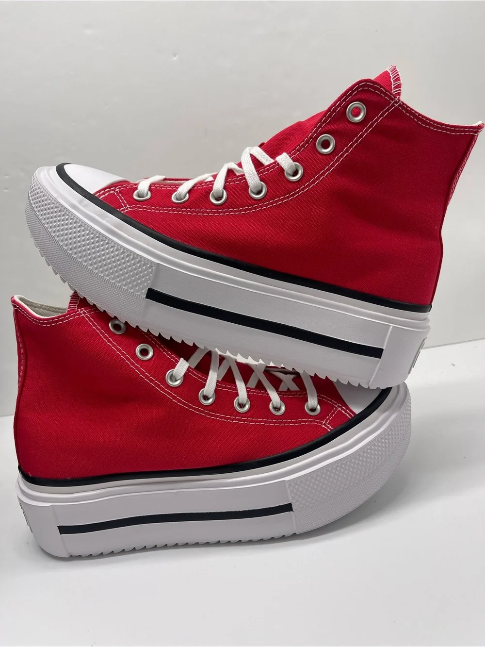 Converse WMN A15542C CTAS LIFT DOUBLE STACK Hi Red/Black/White Platform Sneakers